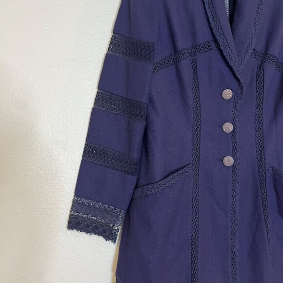 Chloé Women's Lace Detail Jacket & Dress Set Navy Blue 100%‎ Wool Size 42 - Picture 4 of 12